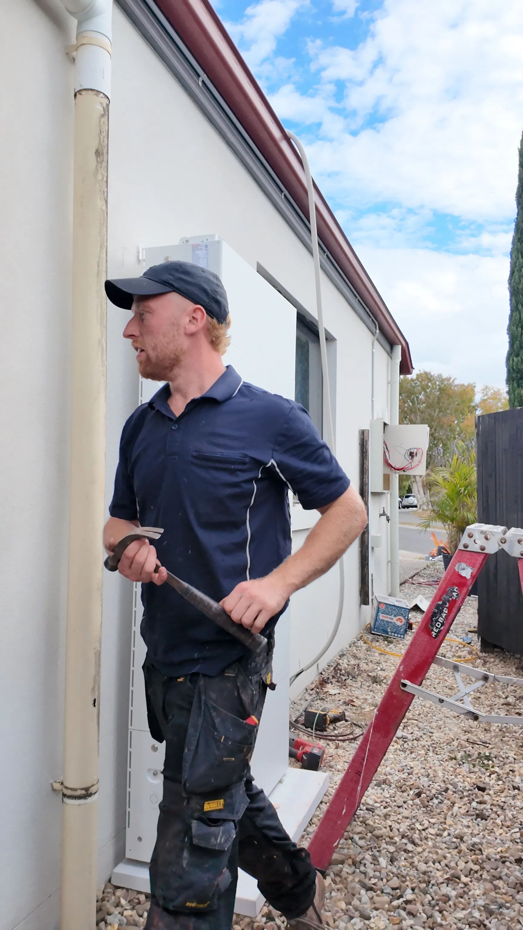 A Worth Solar Group installer on site, mid-job